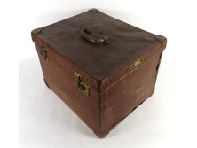 Antik jelzett ritka bőrönd koffer Vulcanfiber 32 x 35 x 47 cm