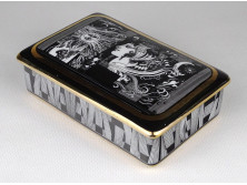 Jelzett szignózott Hollóházi Szász Endre porcelán bonbonier
