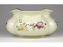 Zsolnay vajszínű pillangós gerezdes porcelán váza