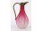 XIX. századi gerezdes repesztett rózsaszín szecessziós üveg kiöntő 15.5 cm