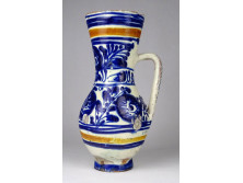 Antik ~1880 körüli kék sárga erdélyi tordai bokály 21.5 cm