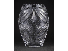 Gyönyörű vastagfalú nagyméretű ólomkristály váza díszváza 25.5 cm