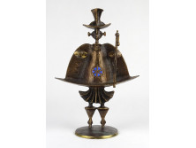 Pap Zoltán (1941-) ötvös iparművészeti bronz kisplasztika 22.5 cm