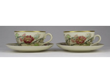Vajszínű Zsolnay porcelán kávéscsésze pár