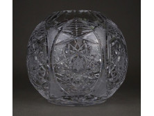 Régi nagyméretű kristály váza gömbváza 15.5 cm