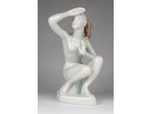 Régi Aquincum porcelán női akt szobor 20 cm