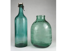 Antik halványzöld üveg 2 darab
