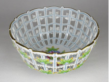 Viktória mintás áttört Herendi porcelán kosár 15 cm