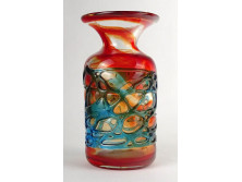 Jelzett Mdina művészi fújt üveg váza 16 cm