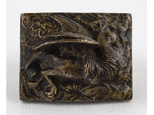 Jelzett XIX. századi bronz miniatúra 2.5 x 3.7 x 4.7 cm