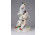 XIX. századi kecskés háromalakos porcelán figura talapzaton 15.5 cm