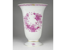 Lila indiai kosár mintás Herendi porcelán váza 22.5 cm