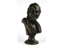 Jean-Antoine Houdon : Voltaire bronz büszt 28 cm