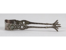 Antik 800-as finomságú ezüst madárlábas barokk cukorfogó csipesz