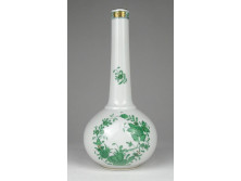 Zöld indiai kosár mintás Herendi porcelán váza 19 cm