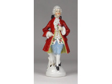 Régi rokokó porcelán férfi figura 12.5 cm