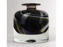 Különleges jelzett fújt üveg váza díszváza 9 cm