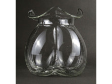 Mid century fújt üveg gerezdes váza virágváza 14 cm
