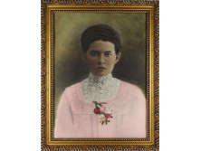 Gyönyörű antik pasztellel színezett női portré fotográfia 56.5 x 44.5 cm
