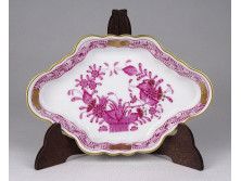 Régi lila indiai kosár mintás Herendi porcelán hamutál tálka