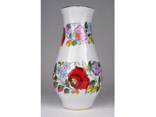 Kalocsai népi motívumos porcelán váza 19 cm