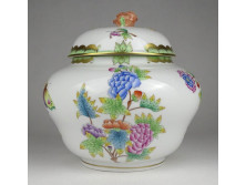 Régi Viktória mintás nagyméretű Herendi porcelán bonbonier VBO