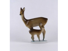 Régi Zsolnay porcelán őzike páros 17.3 cm