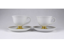 Elegáns, aranyozott Hollóházi porcelán kávés csésze pár