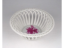 Lila Apponyi mintás Herendi porcelán fonott kosár 12 cm