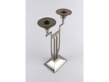 Régi kétkarú, art deco, fém asztali gyertyatartó 30 cm