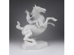 Antik Herendi porcelán figura - Leonardo da Vinci lovasszobra 23.5 cm