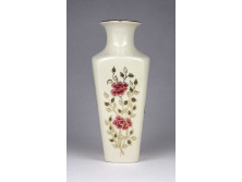 Vajszínű virágmintás Zsolnay porcelán váza 14.5 cm