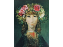 Hollóházi falikép Szász Endre STUDIÓ női portré eredeti dobozában LIMITÁLT 31 x 24.5 cm