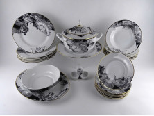 Szász Endre Adria mintás Hollóházi porcelán 6 személyes étkészlet 23 darab