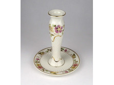 Vajszínű pillangós Zsolnay porcelán gyertyatartó 14 cm