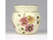 Kisméretű, vajszínű, pillangós Zsolnay porcelán kaspó