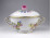 Régi Viktória mintás kétfülű Herendi porcelán fedeles leveses csésze bonbonier
