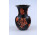 Antik narancssárga pillangó mintás fekete Herendi porcelán váza 14.3 cm