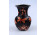 Antik narancssárga pillangó mintás fekete Herendi porcelán váza 14.3 cm