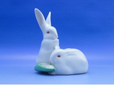 Kukoricát evő Herendi porcelán nyuszi páros