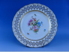 Herendi porcelán áttört fali dísztányér