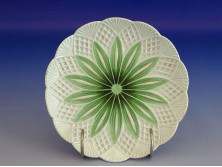 Antik Meisseni zöld-fehér porcelán kistányér