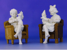 Régi HERLENA biszkvit porcelán szobor pár