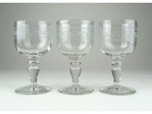 Antik csiszoltüveg pohár 3 darab