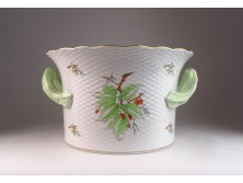 Óriási hecsedlis Herendi porcelán kaspó