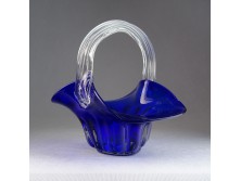 Régi muránói jellegű üveg kosár 17.5 cm