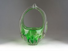 Fújt üveg BOHEMIA művészi üveg kosár 23.5 cm