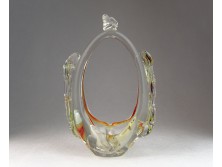 Muránói jellegű kosár alakú üveg hamutál